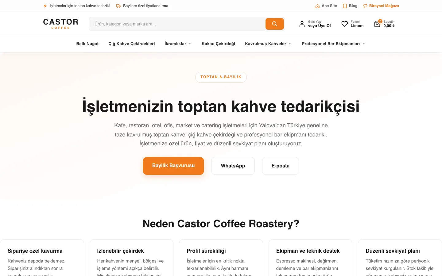 Castor Coffee wholesale portal