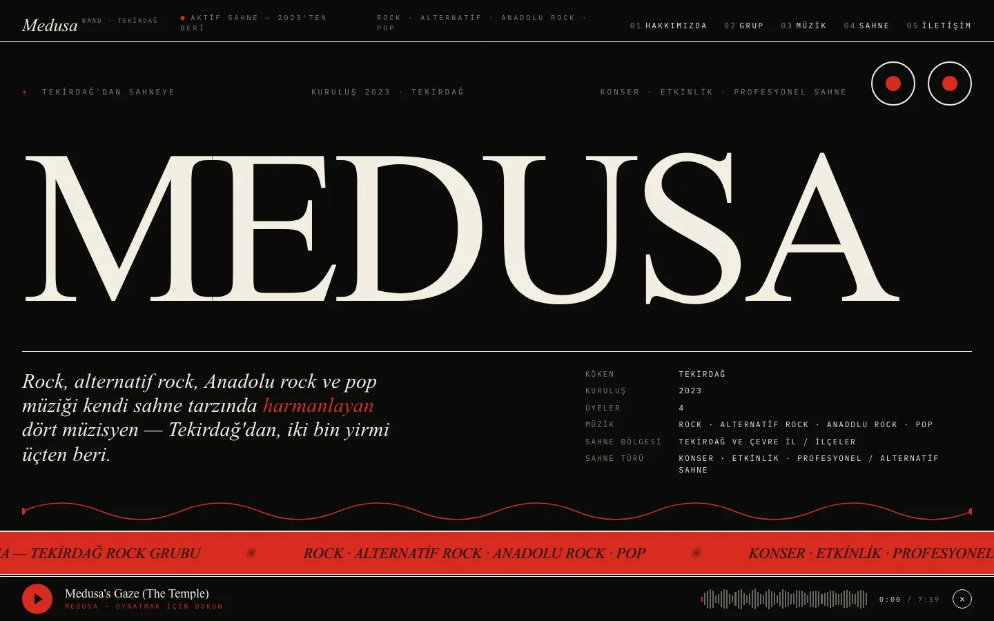 MEDUSA band website