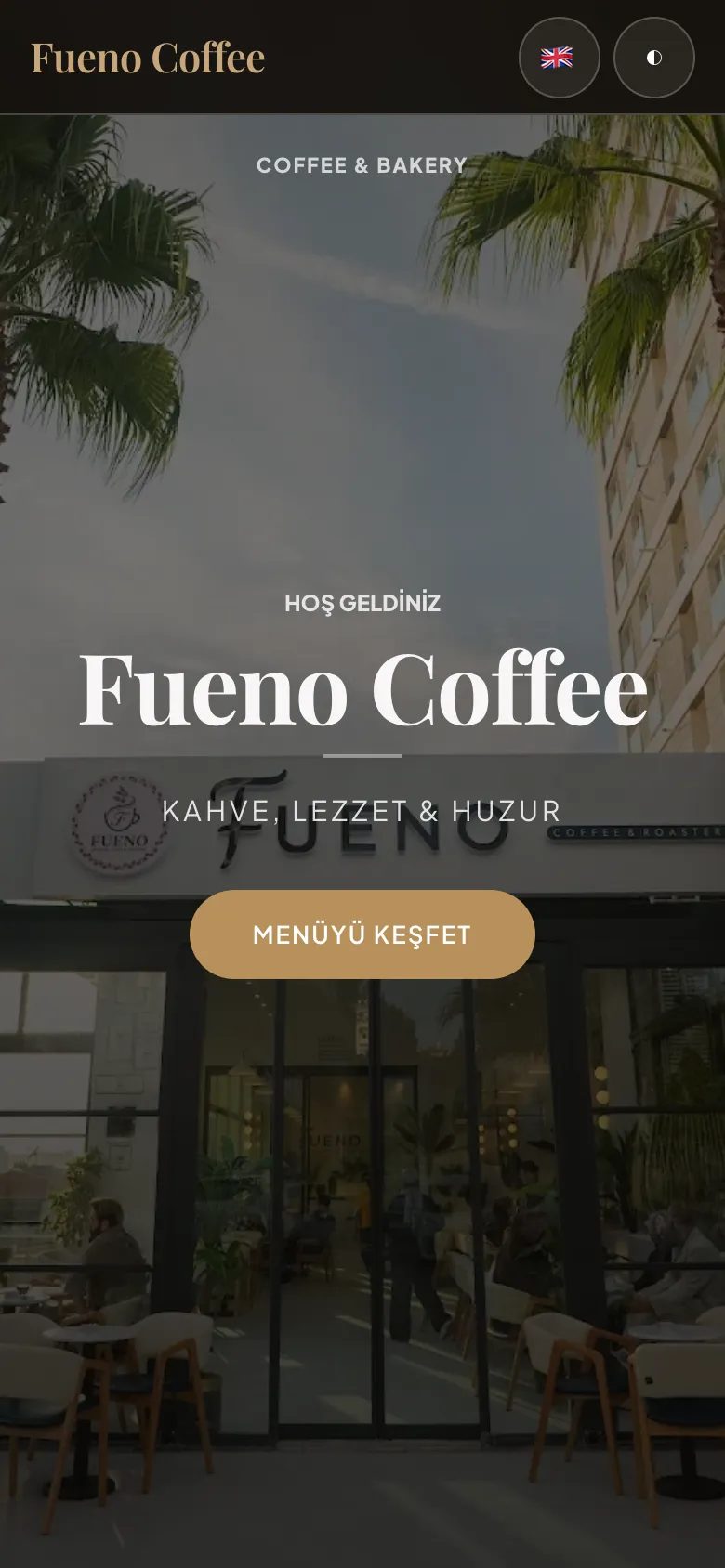 A café menu served by Renton QR Menu