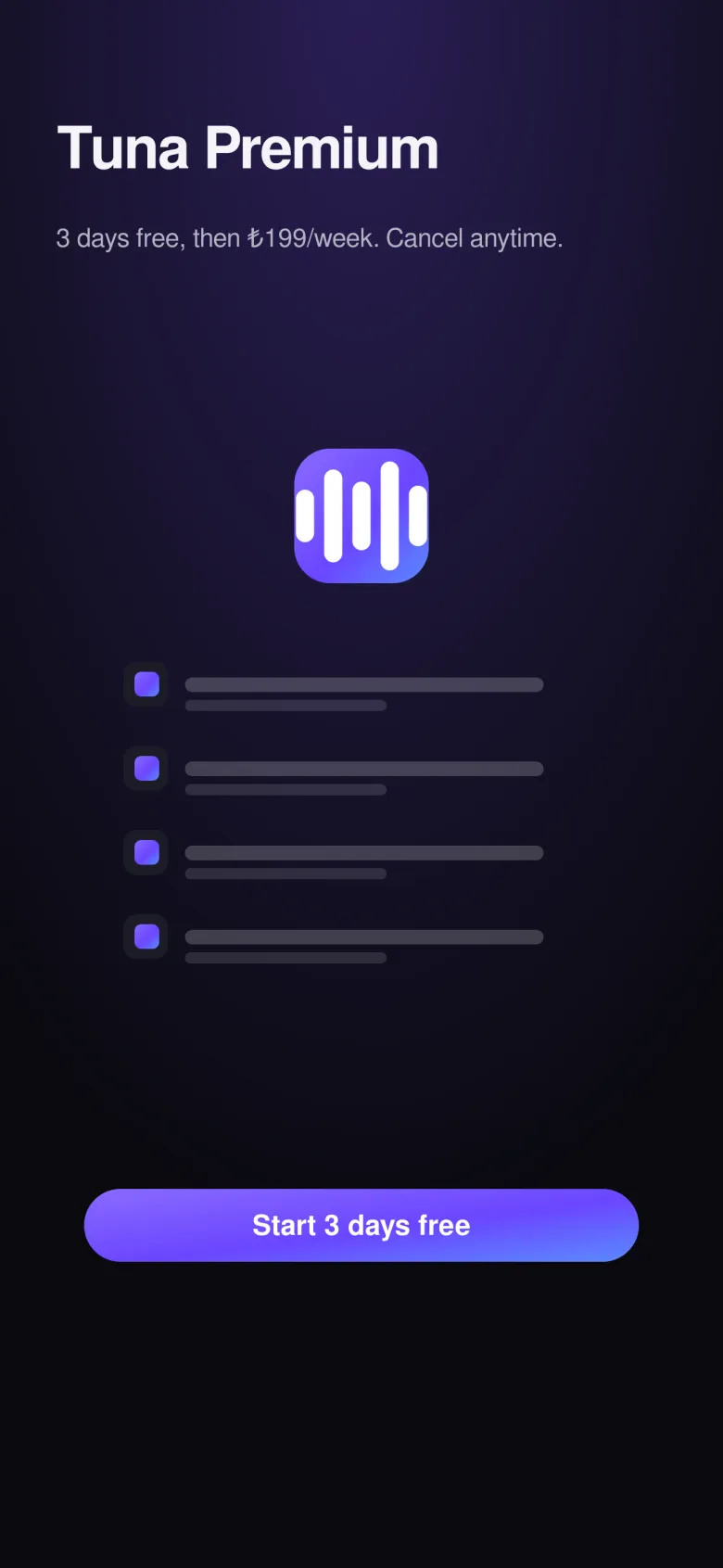 Tuna Premium screen